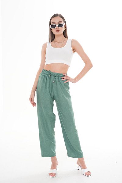 ŞİMAL Women's Rope Detailed Sofia Linen Trousers 250008   -