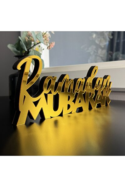 iwa concept Ramadan Mubarak Yazılı Ahşap Dekor 32 X 12 - Islami - Islami Duva...