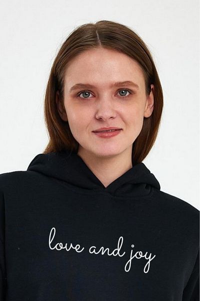 FİHA /2504-Unisex Printed Charted Hooded Sweat - Black