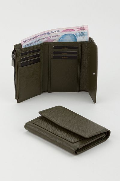 Fossil Boxed Genuine Leather Ice Blue Medium Size Women's Hand Portfolio Card Holder Wallet