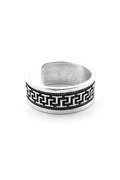 Solfera Greek Pattern Wedding Ring Style Brass Adjustable Men's Ring Rg071