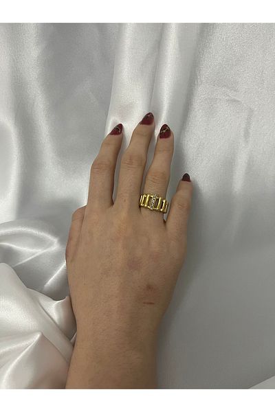 QUARTZ Bone Model Gold Stylish Steel Women's Ring