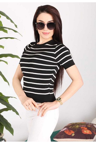 Butik Bluză din tricot în dungi Polyelit pentru femei Zeyoo Collection