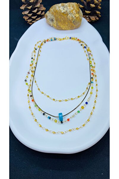 Porsuk Alternatif Handmade Ethnic Lacquer Coating Multiple Women's Necklace