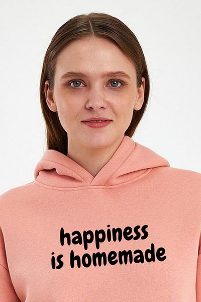 FİHA /2505 Unisex Printed Raster Hooded Sweatshirt - Apricot