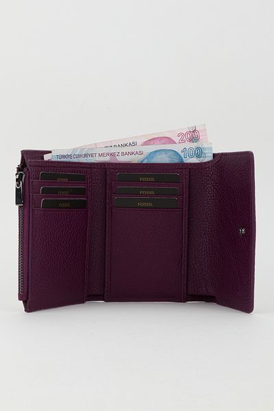 Fossil Boxed Genuine Leather Ice Blue Medium Size Women's Hand Portfolio Card Holder Wallet