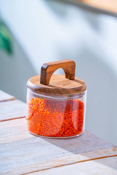 ACAR Malibu Akasya Kapaklı Borosilikat Cam Kavanoz - 350 ml