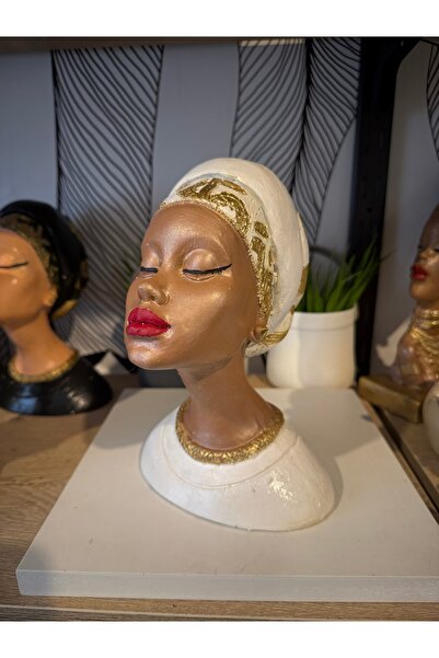 Atak Hediyelik Dekoratif Afrikalı kadın büst biblo polyester