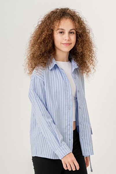 Pi Pengai Cămașă cu curea de buzunar cu model în dungi pentru fete