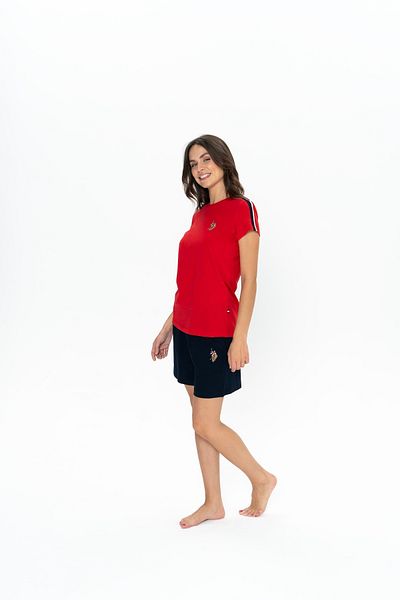U.S. Polo Assn. Women'S, Licensed, Uspa, 100% Cotton, (Red), Short Sleeve Shorts Set