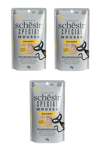 Schesir Pouch Exigent Tavuk ve Ördek Karaciğerli Kedi Yaş Maması 70 Gr. X 3 Adet