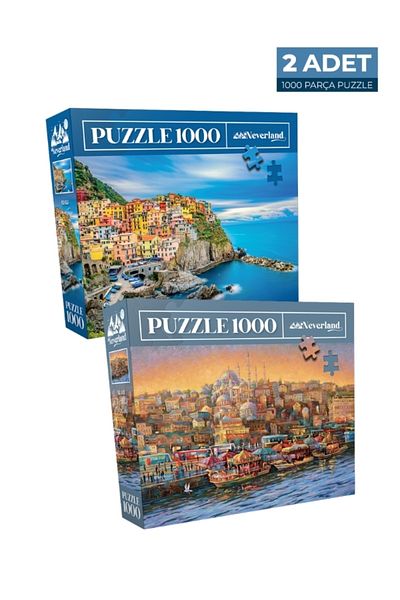 Neverland Cinque Terre and Istanbul Evening 2 Pieces 1000 Piece Puzzle