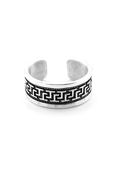 Solfera Greek Pattern Wedding Ring Style Brass Adjustable Men's Ring Rg071