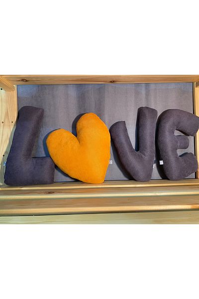Cats&Kids Love Design Letter Pillow Set - Smoked - Orange