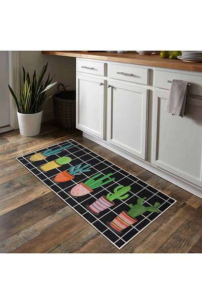 Homelux Non-Slip Kitchen Rug OTEEA, 40x100 cm, Geometric, Cactus, Multicolor, 60% Cotton