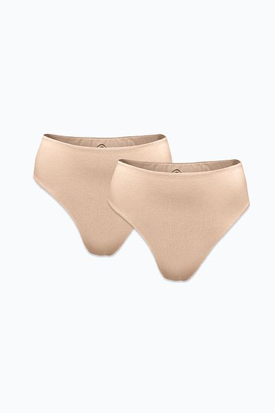 Malabadi Women's Modal Skin Color 2 Pack Modal High Waist String Thong