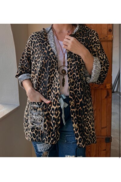 Cb Made In Italy Leopar Gabardin Ceket