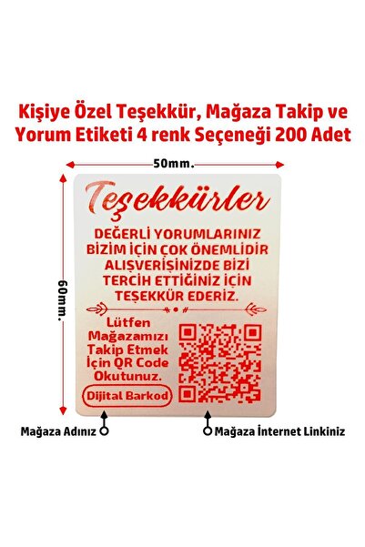 DİJİTAL BARKOD Kişiye Özel Teşekkür Kart Etiketi, Müşteri Takip, Karekodlu Yo...