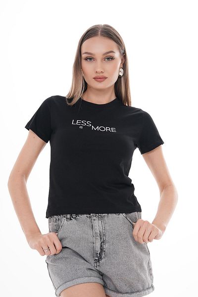 ŞİMAL Tricou de damă cu decolteu rotund cu text imprimat pe față 250104   -