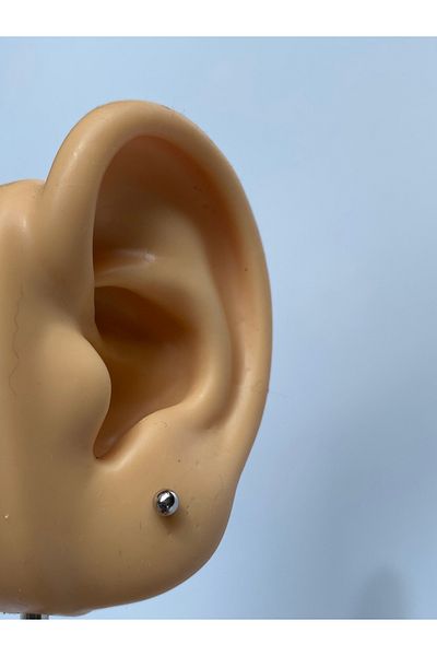kurukafagift Single Silver Color Men's Ball Earrings - Single Piece