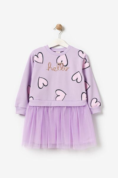 Minipodyum Rochie de tul pentru fete, 100% bumbac, cu mâneci lungi, ocazional, 4-7 ani