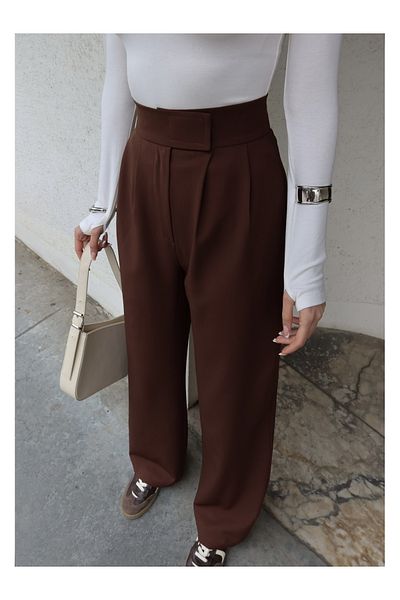 ESRAHELVACI Sticky Brown Wide Leg Trousers