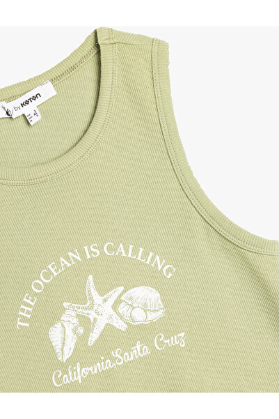 Koton Kolsuz Slim Fit Bisiklet Yaka Deniz Temalı Baskılı Atlet