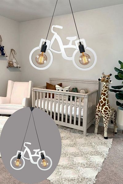 KAŞIKBEY Bike Wooden Bicycle Chandelier Decorative Luxury Pendant Lamp Retro Rustic Office Cafe Modern Ceiling Chandelier