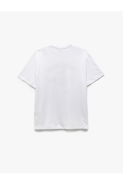 Koton Cotton Printed Short Sleeve White Women's T-Shirt 5Sak50099Ek