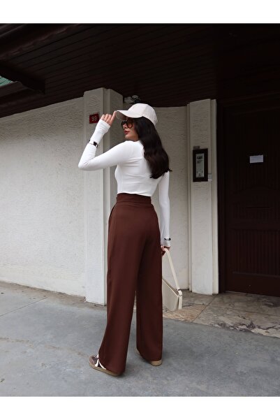 ESRAHELVACI Sticky Brown Wide Leg Trousers