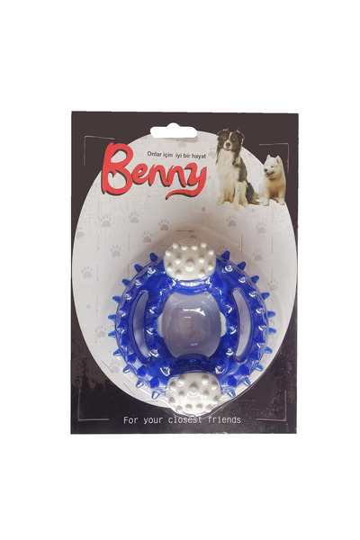 Benny لعبة قضم الأسنان للكلاب دائرية الشكل 9.5 سم باللون الأزرق - BNY-1123-MV