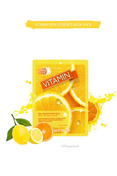 May Island Vitamin Essence Paper Face Mask 10 Pack (GET VITALITY AND FRESHNESS IN THE SKIN)