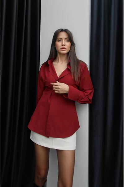 Havoş Burgundy Back Shirt with Drawstring Detail
