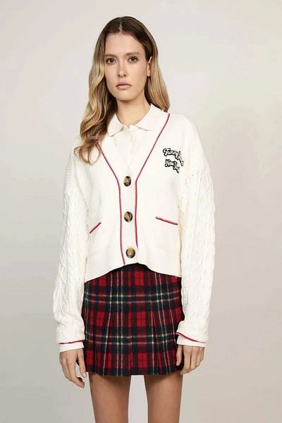 Tommy Hilfiger Tommy Jeans Women's White Varsity Cardigan Jacket