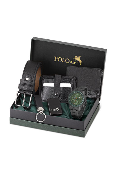 Polo Air Erkek Kemer Cüzdan Kartlık Çakmak Anahtarlık Kol Saati Hediyelik Kut...
