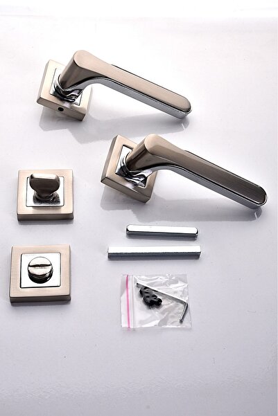 ararsanburada Kare Rozetli Krom-mat Wc Kapı Kolu 1 Takım (ÖN VE ARKA)