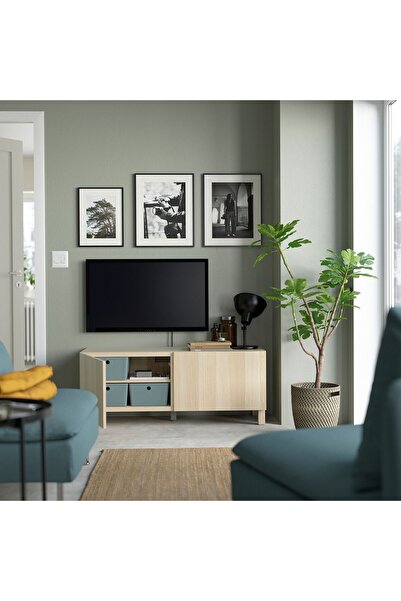 IKEA tv sehpası, ağartılmış meşe görünümlü, 120x42x48 cm, LAPPVIKEN, STUBBARP