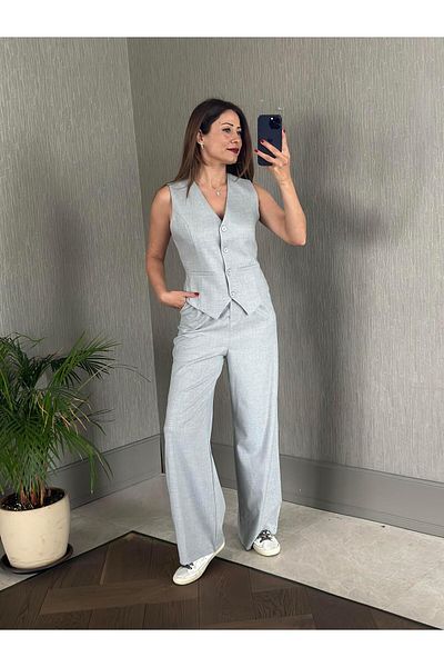 Forlady4 Women's Gray Set - Peas Vest and Trousers
