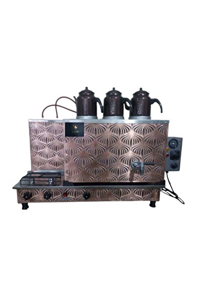 SAFİR ÇAY KAZANLARI 3 Demlikli Bakır Tam Otomatik Çay Kazanı Semazen Model El...