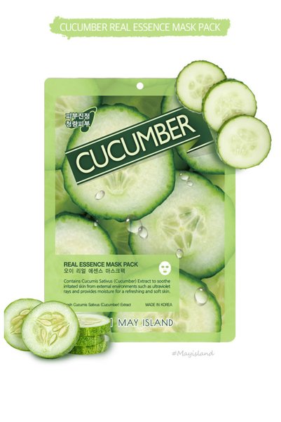 May Island Cucumber Extract Face Mask 5-Pack – Intense Moisturizing & Refreshing Korean Paper Mask |   Skin Relaxing Effect