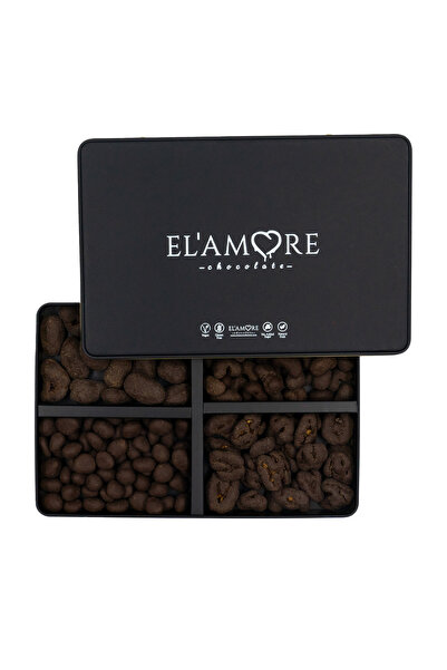 Elamore Şeker Ilavesiz, Glütensiz, Vegan Mix Bitter Çikolata - Büyük Metal Ku...
