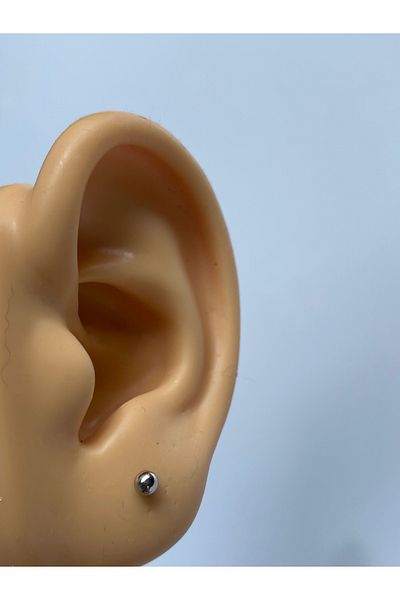kurukafagift Single Silver Color Men's Ball Earrings - Single Piece