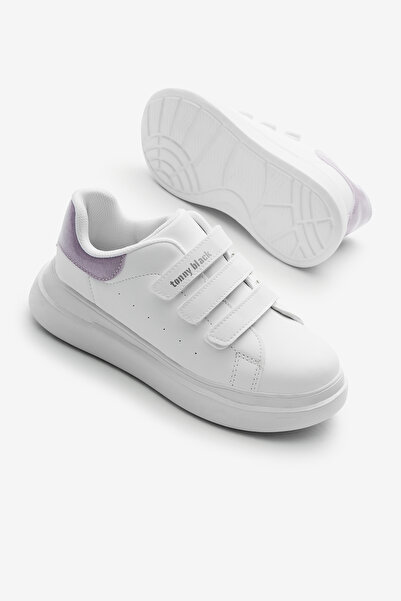 Tonny Black Children's Unisex White Lilac Eva Faylon Sole Three Velcro Sneakers