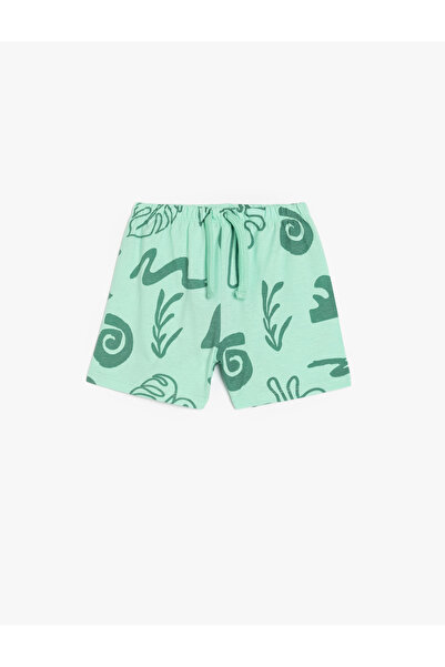 Koton Pamuklu Beli Bağlamalı Desenli Şort