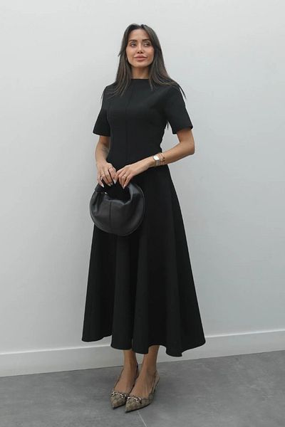 Sorridi Black Flounced Short Sleeve Dress