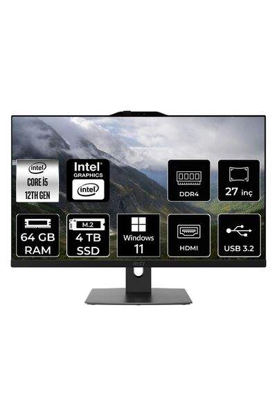MSI Modern AM272P i5 1235U 64GB 4TB SSD 27" FHD W11P All In One Bilgisayar & ...