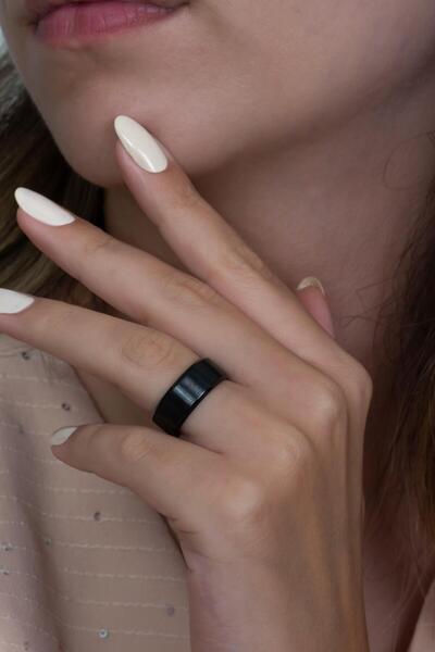 Takı Dükkanı 8 mm Angular Flat Model Unisex Women Men Steel Wedding Band Ring Cl31