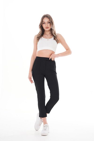 ŞİMAL Women's Velcro Closure Tethered Skinny Trousers 250204   -