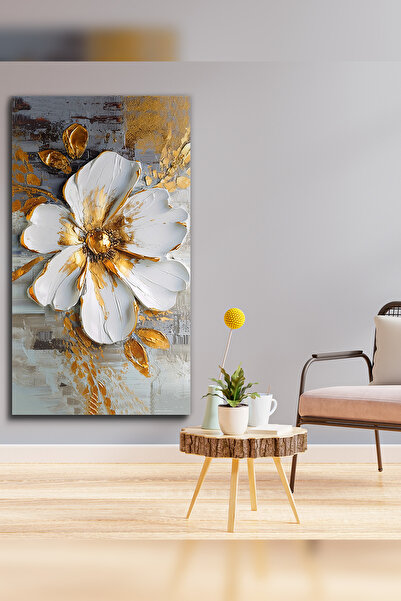 Evinemoda Oil Paintings Look White Flower One Piece Canvas - Canvas Painting