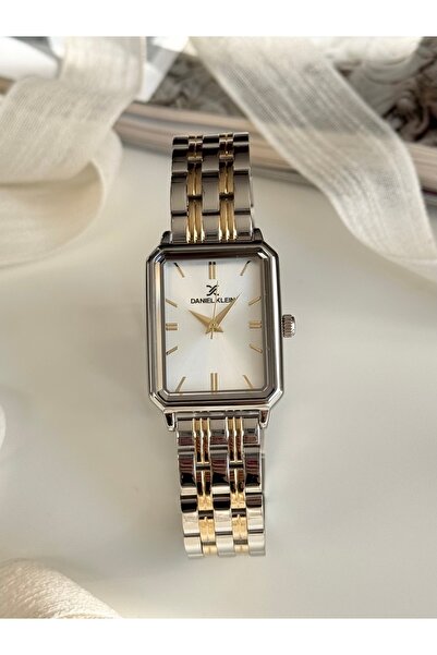 Daniel Klein Gold Gümüş Renk Dikdörtgen Kasa Kadın Kol Saati